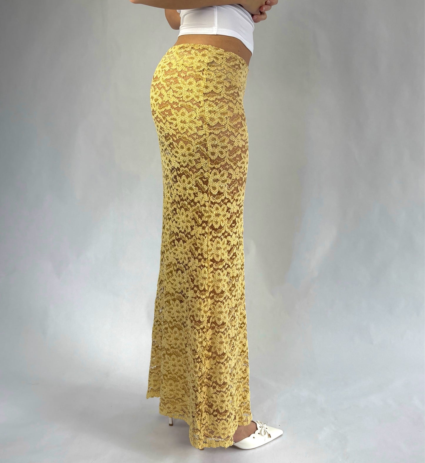 Yellow Lace Maxi Skirt