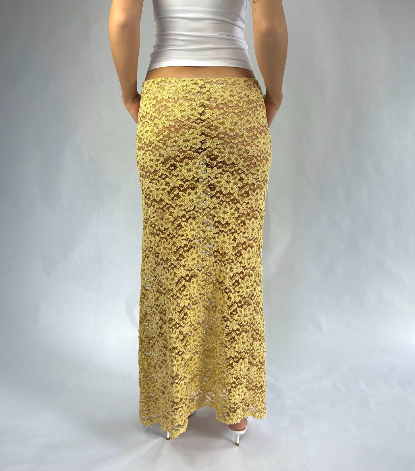 Yellow Lace Maxi Skirt