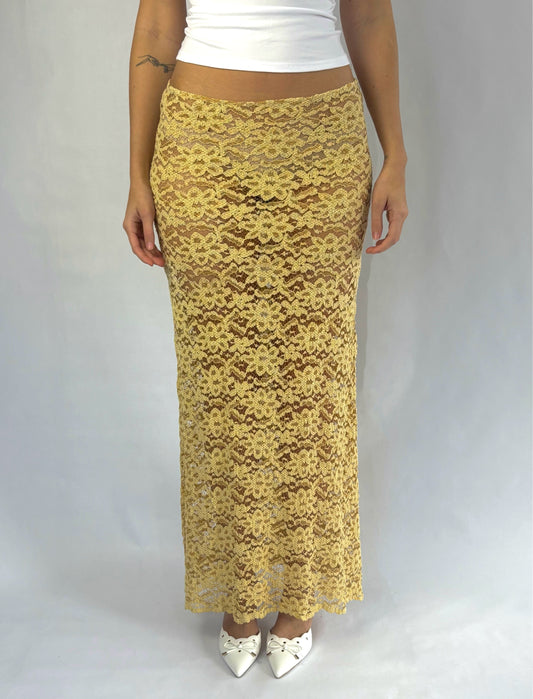 Yellow Lace Maxi Skirt