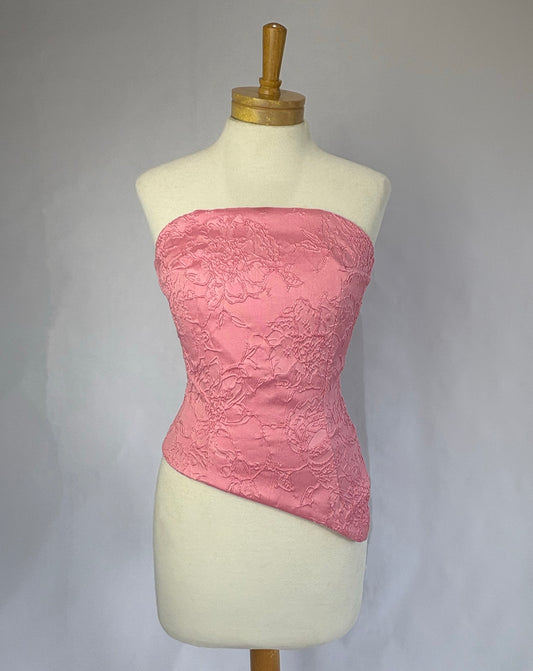Pink Floral Strapless Top