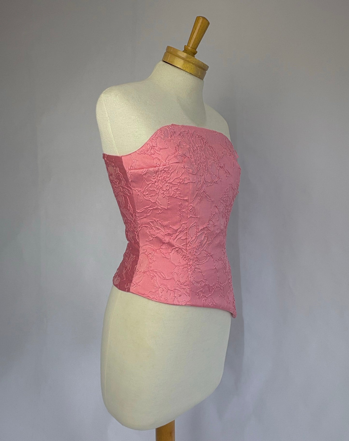Pink Floral Strapless Top